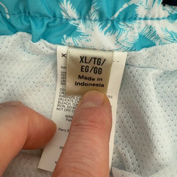 NWT Original Penguin Lined Swim Trunk Short Blue Atoll Palm Tree Size X-LARGE - Picture 9 of 12